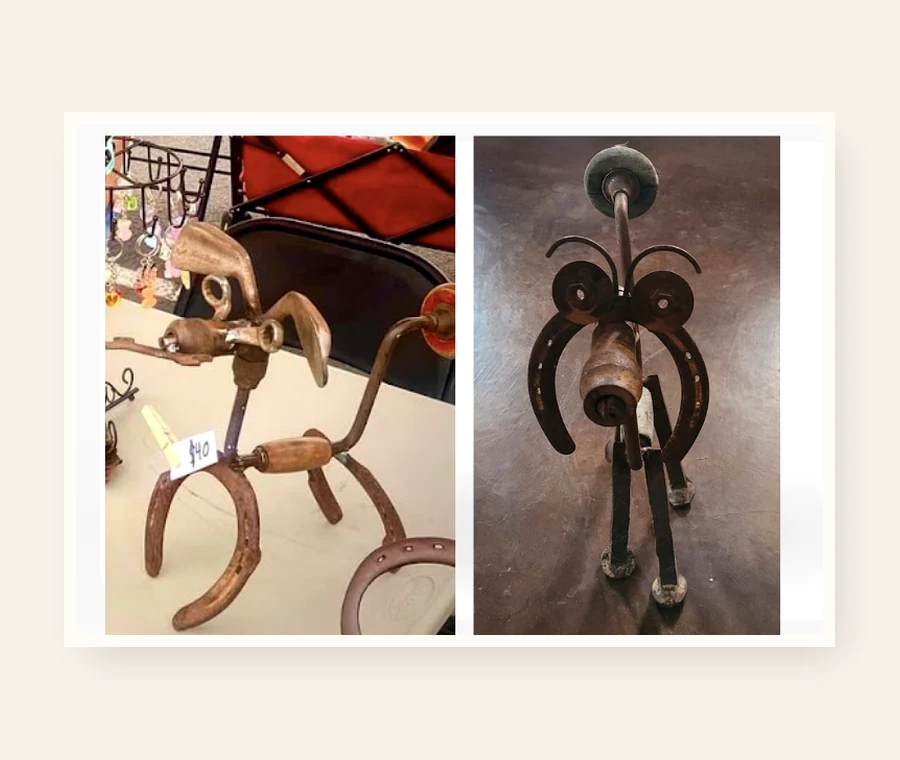 Horseshoe dog sculpture by Addison