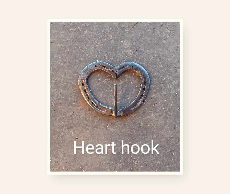 Welded horseshoe heart hook by Addison