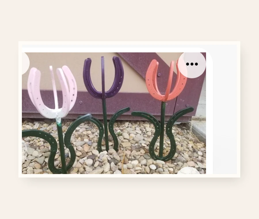 Tulip Flowers, handmade welded horseshoe art by Addison at Rusty Spur Ranch in Arizona